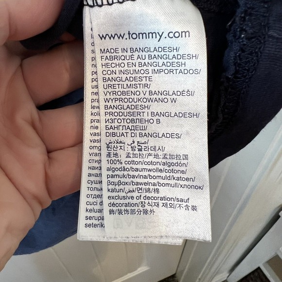 Tommy Jeans USA Men’s Medium Mountain Logo Long Sleeve Spell out T-Shirt Blue - Picture 7 of 11